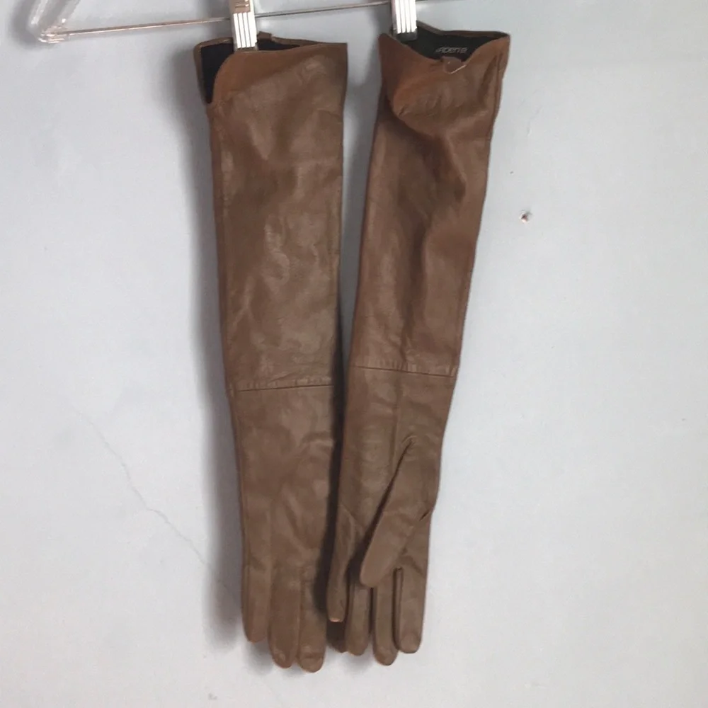 Arden B. Long leather gloves Sz S/M